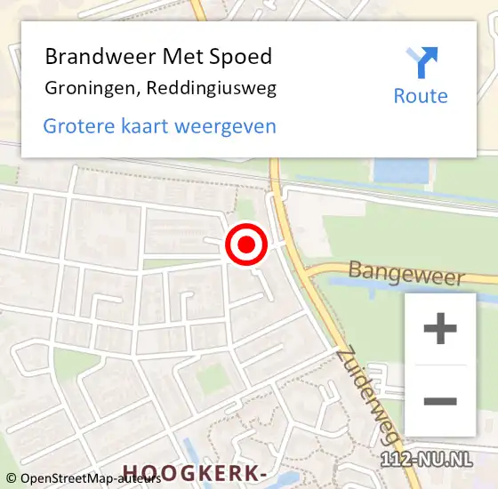 Locatie op kaart van de 112 melding: Brandweer Met Spoed Naar Groningen, Reddingiusweg op 18 december 2016 23:10