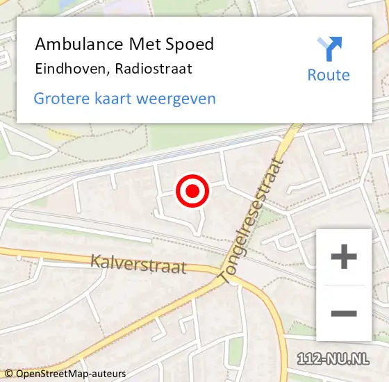 Locatie op kaart van de 112 melding: Ambulance Met Spoed Naar Eindhoven, Radiostraat op 18 december 2016 23:12