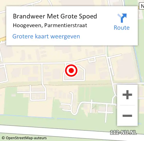 Locatie op kaart van de 112 melding: Brandweer Met Grote Spoed Naar Hoogeveen, Parmentierstraat op 18 december 2016 23:33