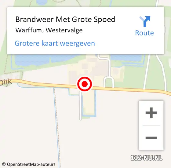 Locatie op kaart van de 112 melding: Brandweer Met Grote Spoed Naar Warffum, Westervalge op 19 december 2016 00:44