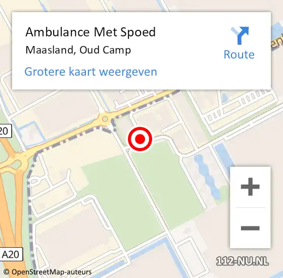 Locatie op kaart van de 112 melding: Ambulance Met Spoed Naar Maasland, Oud Camp op 19 december 2016 01:05