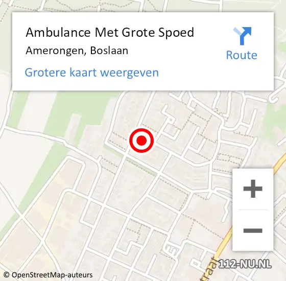 Locatie op kaart van de 112 melding: Ambulance Met Grote Spoed Naar Amerongen, Boslaan op 19 december 2016 04:14