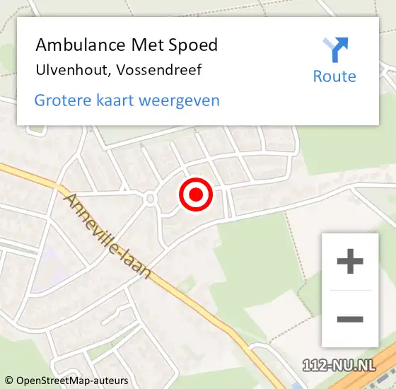 Locatie op kaart van de 112 melding: Ambulance Met Spoed Naar Ulvenhout, Vossendreef op 19 december 2016 07:25