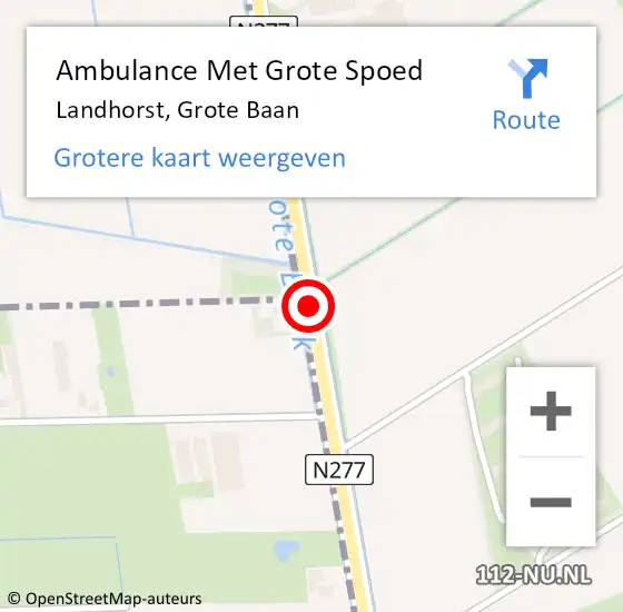 Locatie op kaart van de 112 melding: Ambulance Met Grote Spoed Naar Landhorst, Grote Baan op 19 december 2016 07:40