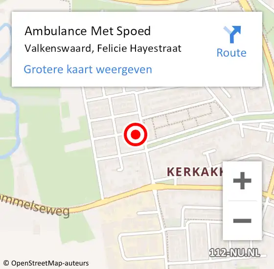 Locatie op kaart van de 112 melding: Ambulance Met Spoed Naar Valkenswaard, Felicie Hayestraat op 19 december 2016 07:59