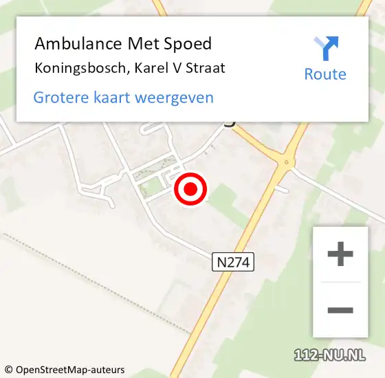 Locatie op kaart van de 112 melding: Ambulance Met Spoed Naar Koningsbosch, Karel V Straat op 4 januari 2014 23:57