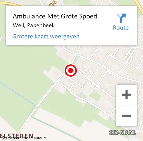 Locatie op kaart van de 112 melding: Ambulance Met Grote Spoed Naar Well, Papenbeek op 19 december 2016 08:32