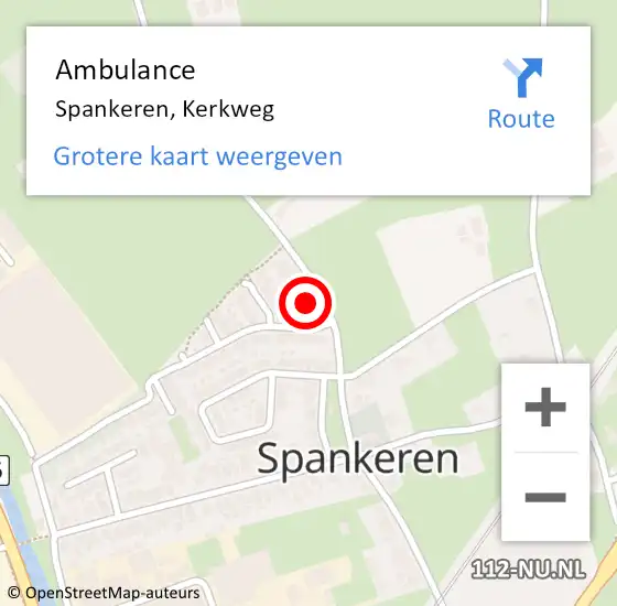 Locatie op kaart van de 112 melding: Ambulance Spankeren, Kerkweg op 19 december 2016 08:34
