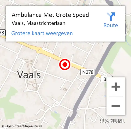 Locatie op kaart van de 112 melding: Ambulance Met Grote Spoed Naar Vaals, Maastrichterlaan op 4 januari 2014 23:59