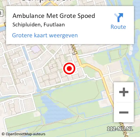 Locatie op kaart van de 112 melding: Ambulance Met Grote Spoed Naar Schipluiden, Fuutlaan op 19 december 2016 08:42