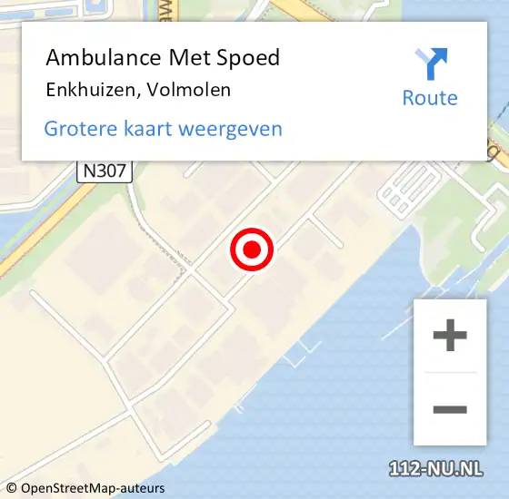 Locatie op kaart van de 112 melding: Ambulance Met Spoed Naar Enkhuizen, Volmolen op 19 december 2016 09:15