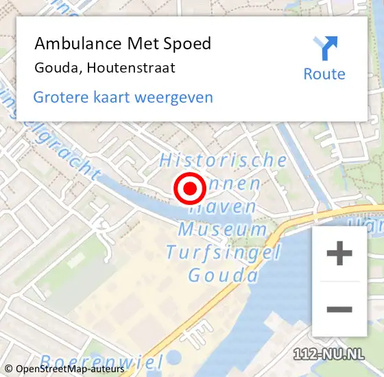 Locatie op kaart van de 112 melding: Ambulance Met Spoed Naar Gouda, Houtenstraat op 19 december 2016 09:16