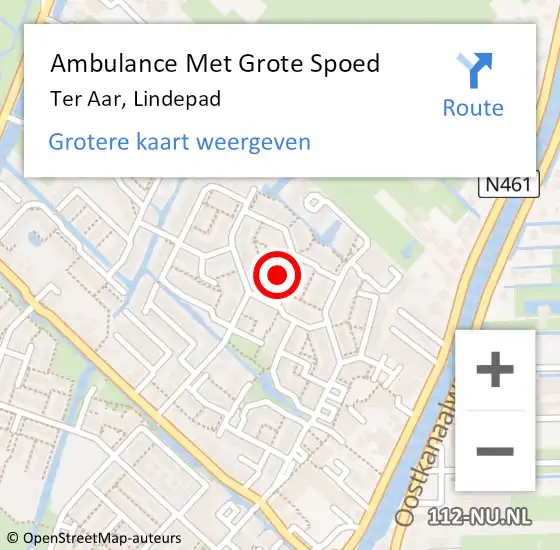 Locatie op kaart van de 112 melding: Ambulance Met Grote Spoed Naar Ter Aar, Lindepad op 19 december 2016 09:57