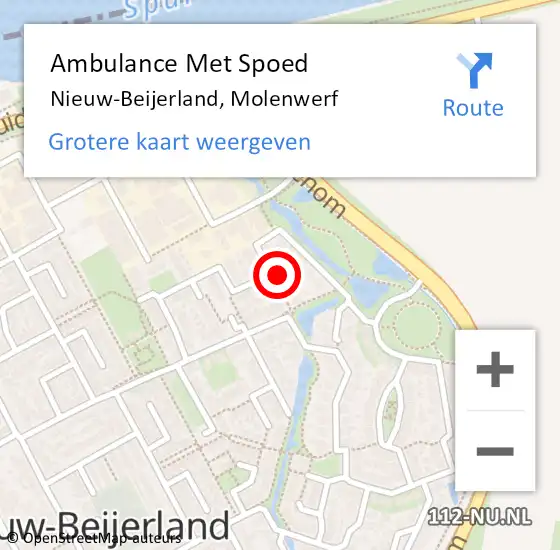 Locatie op kaart van de 112 melding: Ambulance Met Spoed Naar Nieuw-Beijerland, Molenwerf op 19 december 2016 10:51