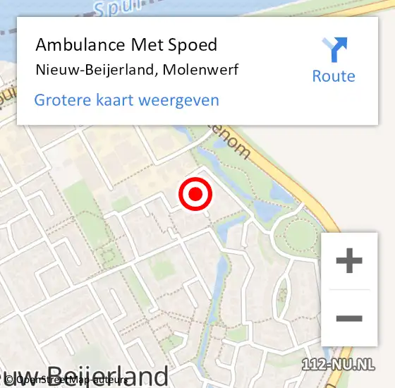 Locatie op kaart van de 112 melding: Ambulance Met Spoed Naar Nieuw-Beijerland, Molenwerf op 19 december 2016 11:00