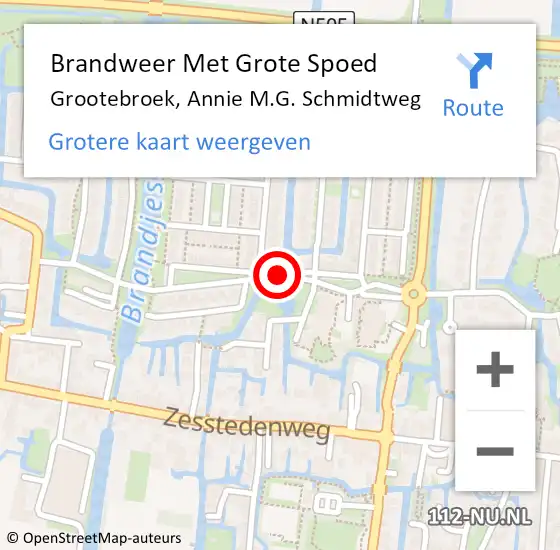 Locatie op kaart van de 112 melding: Brandweer Met Grote Spoed Naar Grootebroek, Annie M.G. Schmidtweg op 19 december 2016 11:27