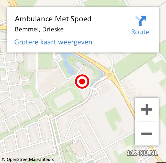 Locatie op kaart van de 112 melding: Ambulance Met Spoed Naar Bemmel, Drieske op 19 december 2016 11:45