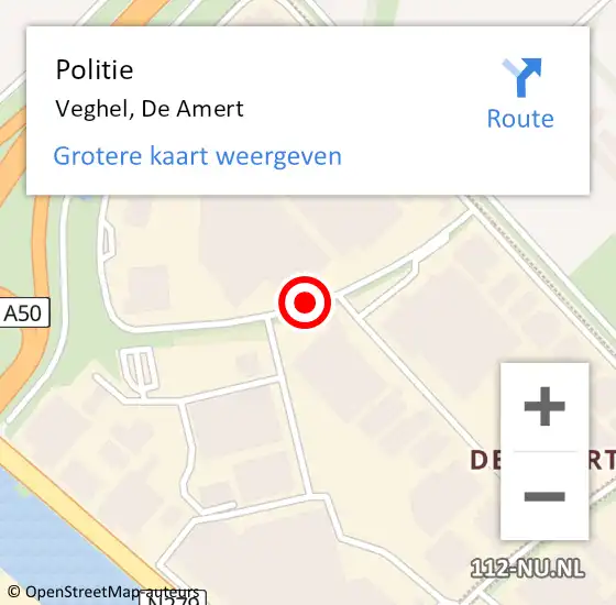 Locatie op kaart van de 112 melding: Politie Veghel, De Amert op 19 december 2016 12:00