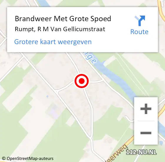 Locatie op kaart van de 112 melding: Brandweer Met Grote Spoed Naar Rumpt, R M Van Gellicumstraat op 5 januari 2014 00:57