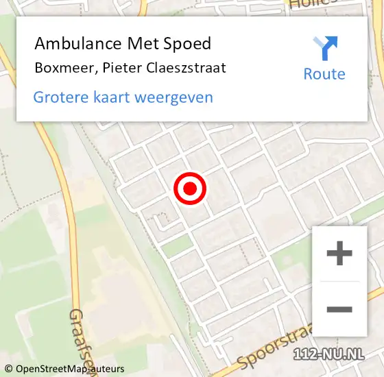 Locatie op kaart van de 112 melding: Ambulance Met Spoed Naar Boxmeer, Pieter Claeszstraat op 19 december 2016 12:28