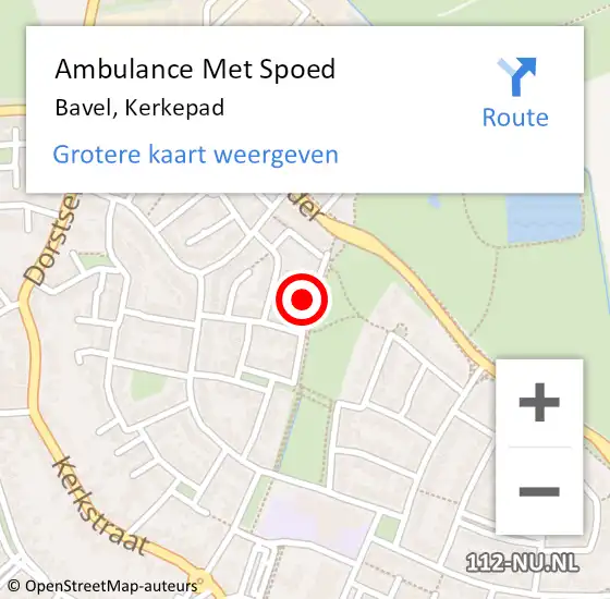 Locatie op kaart van de 112 melding: Ambulance Met Spoed Naar Bavel, Kerkepad op 19 december 2016 13:18