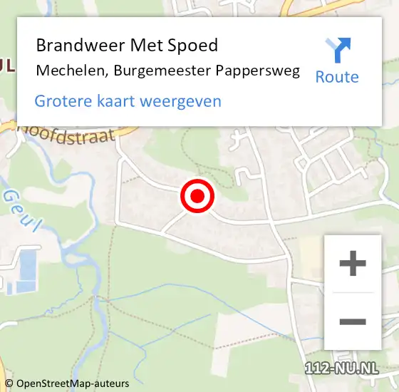 Locatie op kaart van de 112 melding: Brandweer Met Spoed Naar Mechelen, Burgemeester Pappersweg op 19 december 2016 14:17