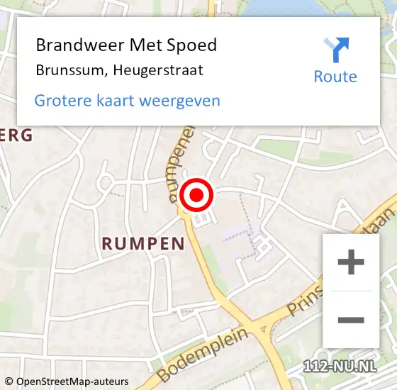 Locatie op kaart van de 112 melding: Brandweer Met Spoed Naar Brunssum, Heugerstraat op 19 december 2016 15:11