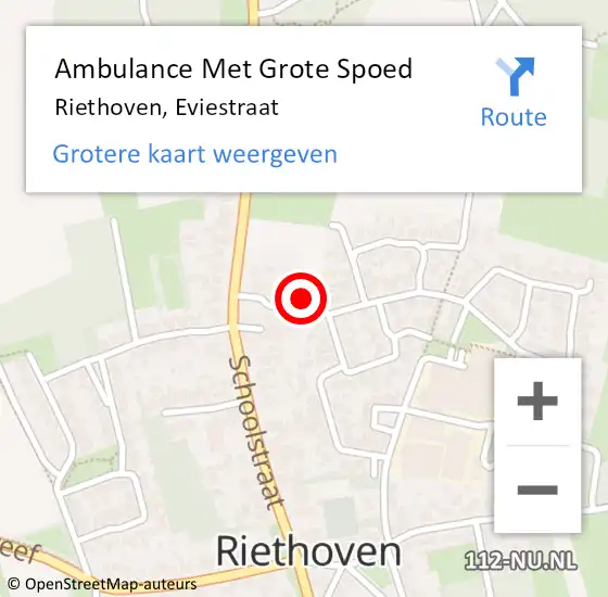Locatie op kaart van de 112 melding: Ambulance Met Grote Spoed Naar Riethoven, Eviestraat op 19 december 2016 15:25