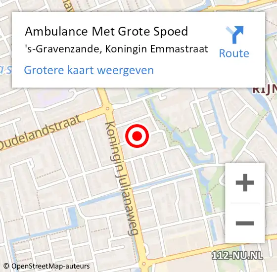 Locatie op kaart van de 112 melding: Ambulance Met Grote Spoed Naar 's-Gravenzande, Koningin Emmastraat op 19 december 2016 15:39