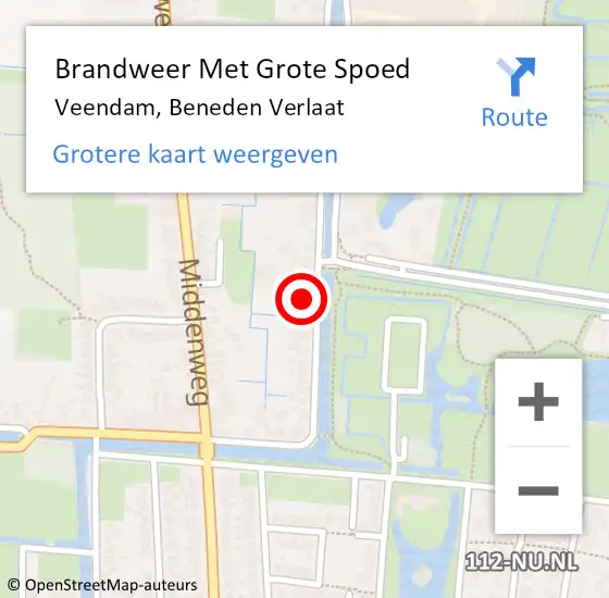 Locatie op kaart van de 112 melding: Brandweer Met Grote Spoed Naar Veendam, Beneden Verlaat op 19 december 2016 15:56