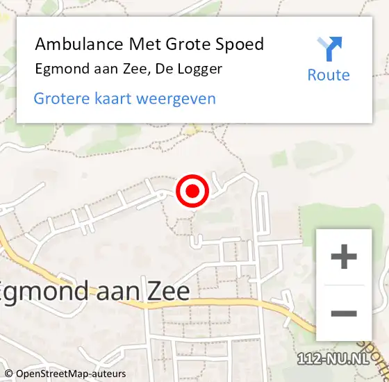 Locatie op kaart van de 112 melding: Ambulance Met Grote Spoed Naar Egmond aan Zee, De Logger op 19 december 2016 16:15