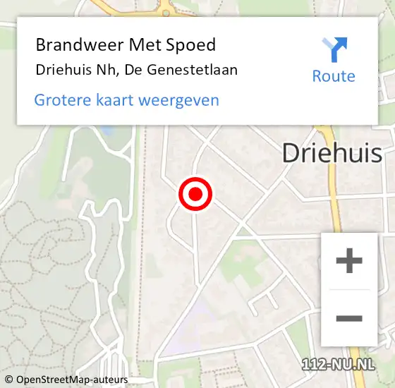 Locatie op kaart van de 112 melding: Brandweer Met Spoed Naar Driehuis Nh, De Genestetlaan op 19 december 2016 16:46