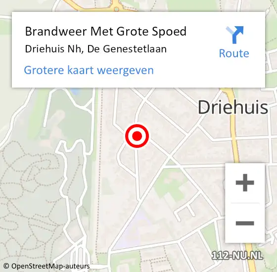 Locatie op kaart van de 112 melding: Brandweer Met Grote Spoed Naar Driehuis Nh, De Genestetlaan op 19 december 2016 16:47