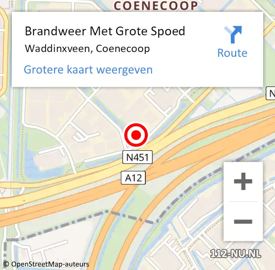 Locatie op kaart van de 112 melding: Brandweer Met Grote Spoed Naar Waddinxveen, Coenecoop op 19 december 2016 17:18