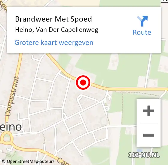 Locatie op kaart van de 112 melding: Brandweer Met Spoed Naar Heino, Van Der Capellenweg op 19 december 2016 17:47