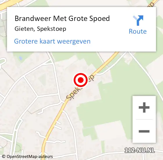 Locatie op kaart van de 112 melding: Brandweer Met Grote Spoed Naar Gieten, Spekstoep op 19 december 2016 17:52