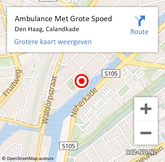 Locatie op kaart van de 112 melding: Ambulance Met Grote Spoed Naar Den Haag, Calandkade op 19 december 2016 18:06