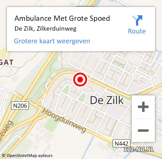 Locatie op kaart van de 112 melding: Ambulance Met Grote Spoed Naar De Zilk, Zilkerduinweg op 19 december 2016 18:28