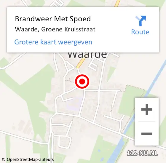 Locatie op kaart van de 112 melding: Brandweer Met Spoed Naar Waarde, Groene Kruisstraat op 19 december 2016 18:58