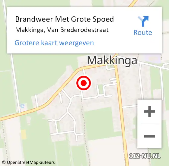 Locatie op kaart van de 112 melding: Brandweer Met Grote Spoed Naar Makkinga, Van Brederodestraat op 19 december 2016 19:10