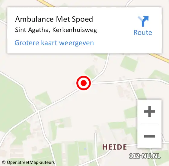 Locatie op kaart van de 112 melding: Ambulance Met Spoed Naar Sint Agatha, Kerkenhuisweg op 19 december 2016 19:11