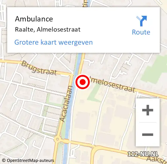 Locatie op kaart van de 112 melding: Ambulance Raalte, Almelosestraat op 19 december 2016 19:31