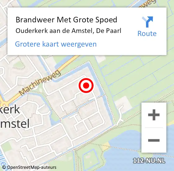 Locatie op kaart van de 112 melding: Brandweer Met Grote Spoed Naar Ouderkerk aan de Amstel, De Paarl op 19 december 2016 19:38