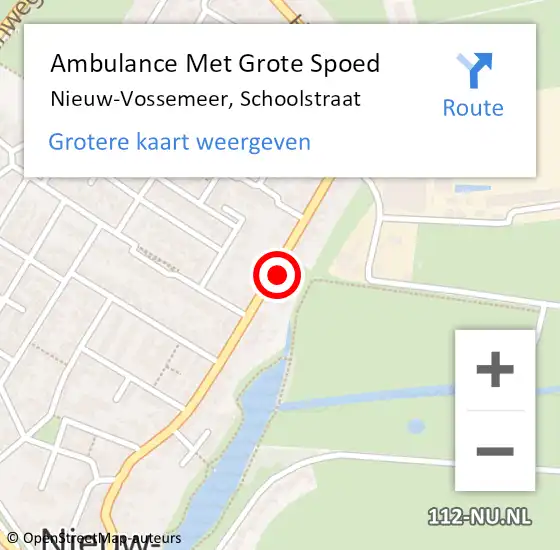 Locatie op kaart van de 112 melding: Ambulance Met Grote Spoed Naar Nieuw-Vossemeer, Schoolstraat op 19 december 2016 19:42