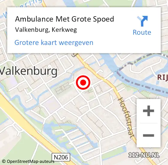 Locatie op kaart van de 112 melding: Ambulance Met Grote Spoed Naar Valkenburg, Kerkweg op 19 december 2016 21:34