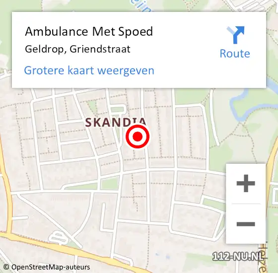 Locatie op kaart van de 112 melding: Ambulance Met Spoed Naar Geldrop, Griendstraat op 19 december 2016 23:02