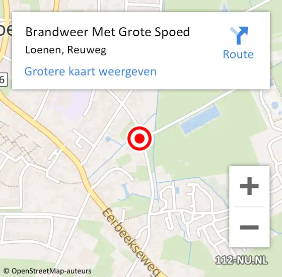 Locatie op kaart van de 112 melding: Brandweer Met Grote Spoed Naar Loenen, Reuweg op 19 december 2016 23:40