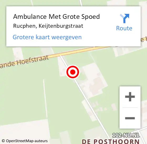 Locatie op kaart van de 112 melding: Ambulance Met Grote Spoed Naar Rucphen, Keijtenburgstraat op 20 december 2016 00:07