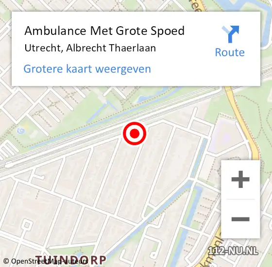 Locatie op kaart van de 112 melding: Ambulance Met Grote Spoed Naar Utrecht, Albrecht Thaerlaan op 20 december 2016 00:40