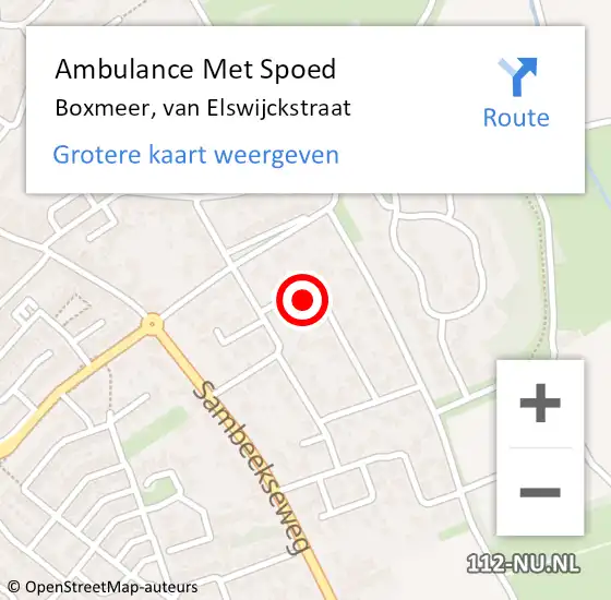 Locatie op kaart van de 112 melding: Ambulance Met Spoed Naar Boxmeer, van Elswijckstraat op 20 december 2016 01:22